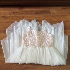 Zhenzi Pink and Cream Spaghetti Strap formal dress in size S (6-7)